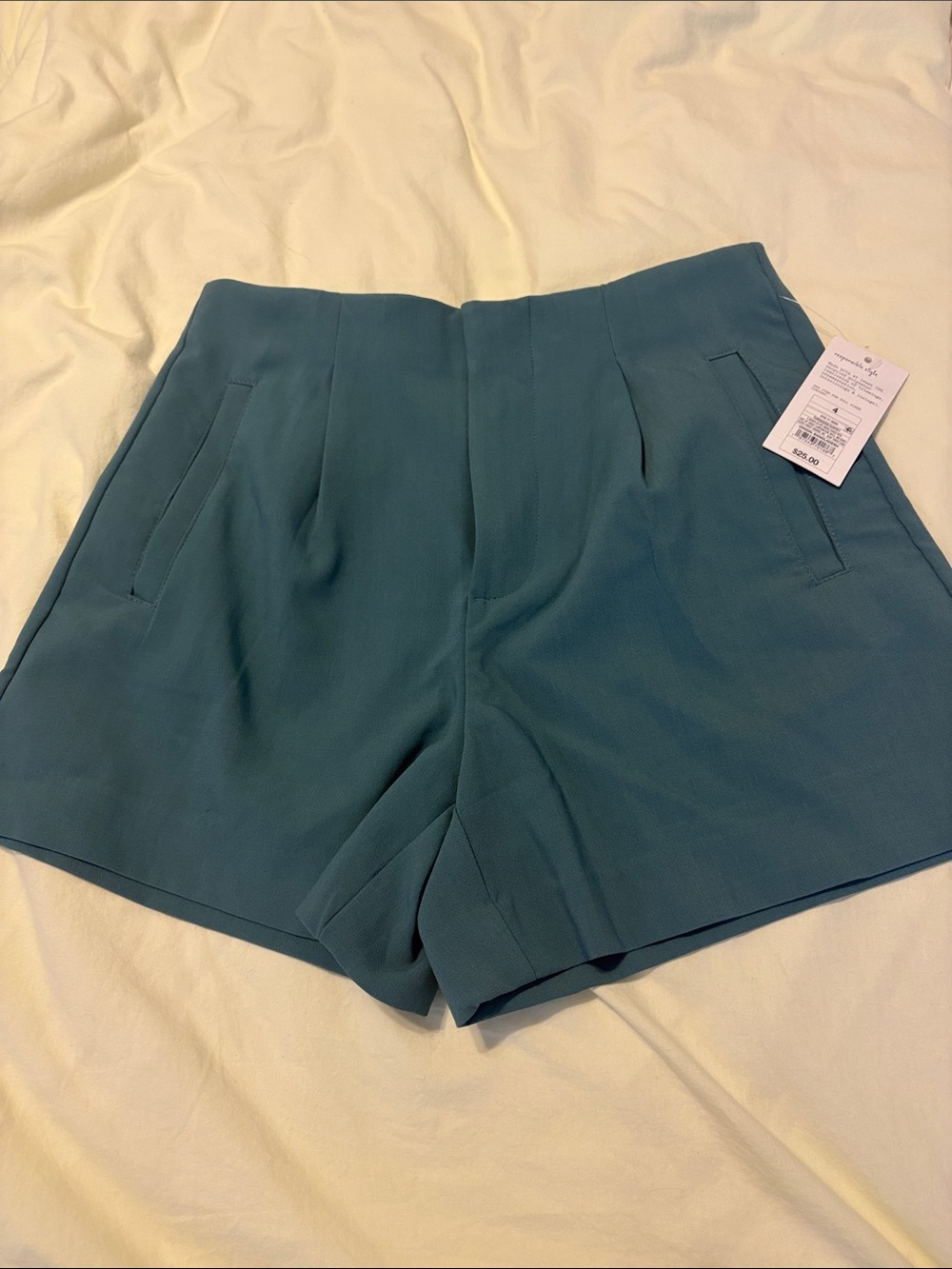 High-Waist Teal Women’s Dress Shorts